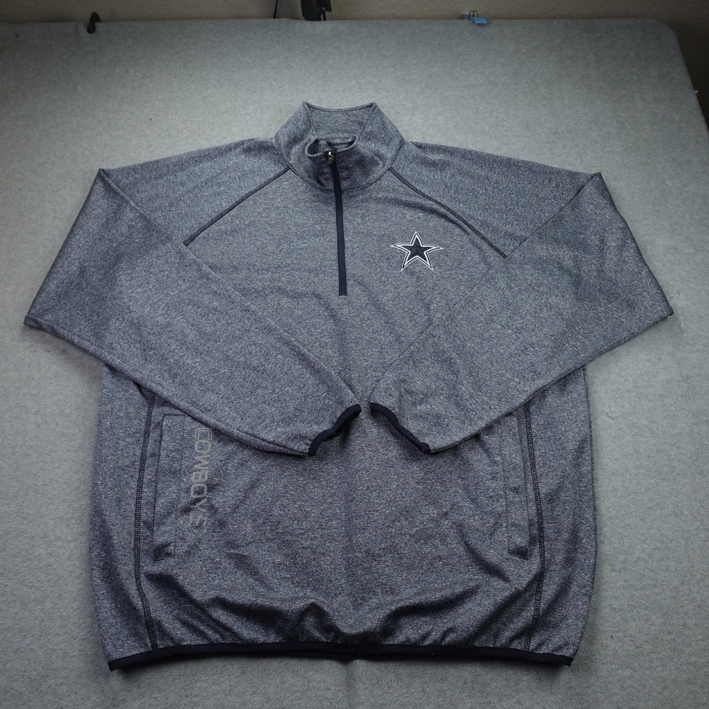 Dallas Cowboys Jacket Mens XXL Gray Heathered Quarter Zip Pullover NFL